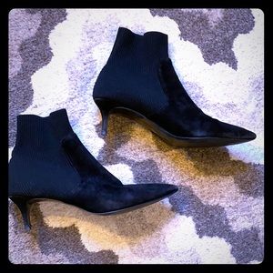 Steven kitten heel suede/elastic bootie